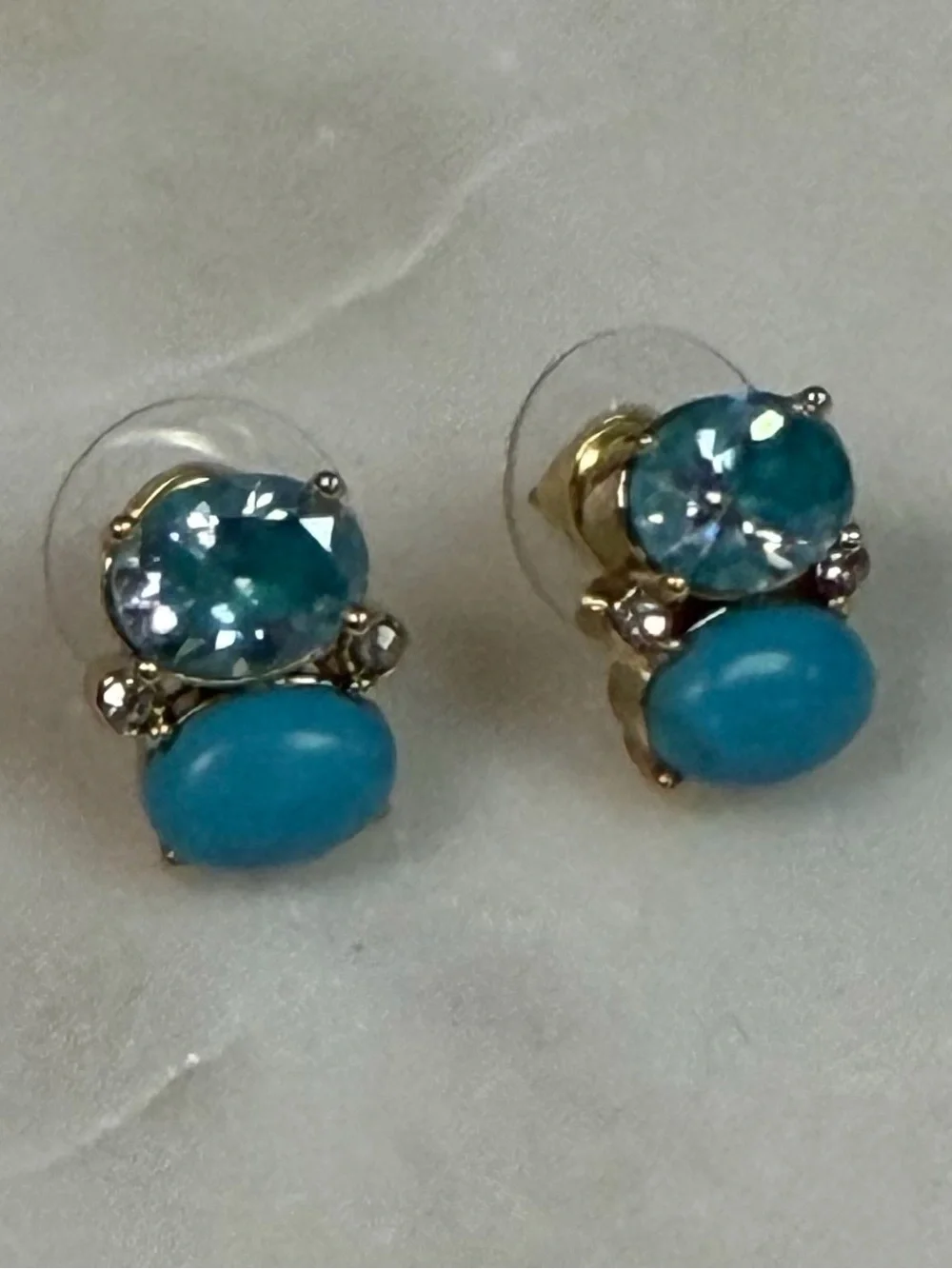 Kate Spade Turquoise Crystal Gold Earrings Studs - Picture 2 of 4